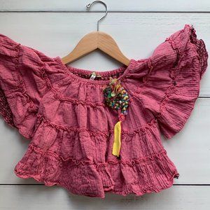 Embellished & Ruffled Rose Pink Little Mass top 4T